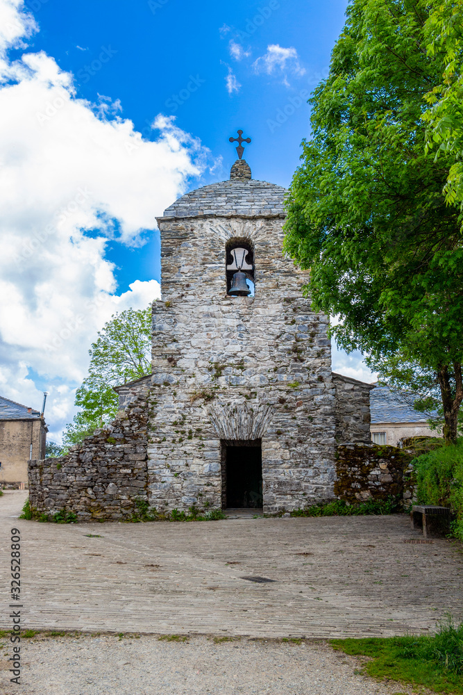 Fototapeta premium Church of San Juan at Hospital da Condesa in Province of Lugo, Galicia, Spain on the Way of St. James, Camino de Santiago