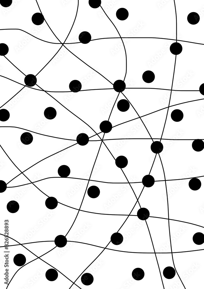 Minimal geometric background. Simple black lines and black dots. Fluid composition Minimal geometric background. Simple black lines and black dots. Fluid composition