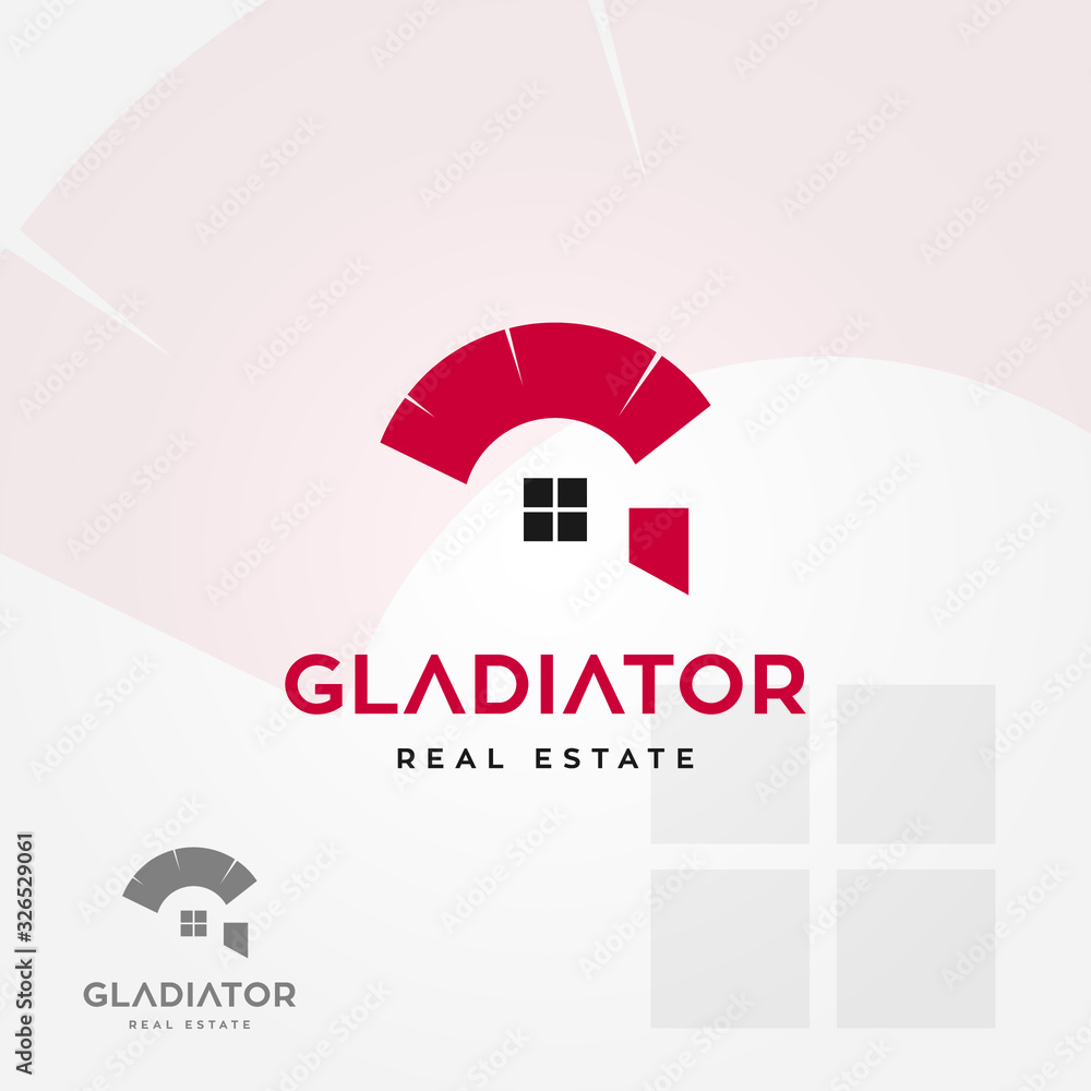 Gladiator Helmet Real-estate logo vector illustration symbol Gladiator Helmet Real-estate logo vector illustration symbol