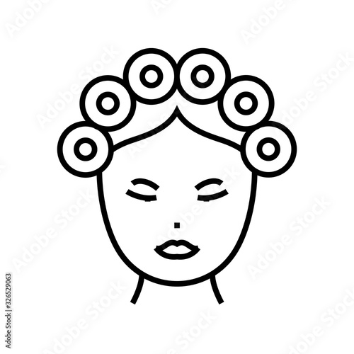 Hair curlers line icon, concept sign, outline vector illustration, linear symbol.
