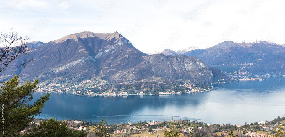 Aerial view of Bellagio, the famous town on Como Lake, Italy