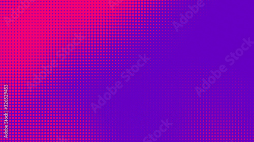 Dots halftone purple pink color pattern gradient texture with technology digital background. Pop art comics with nature graphic design.