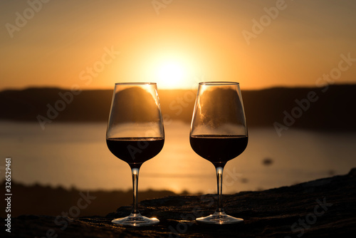 Red wine at sunset, Palm Beach, Australia