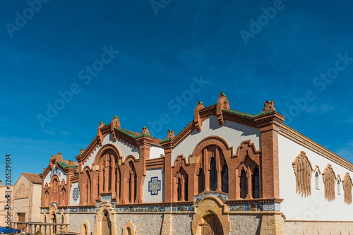 Building of the Wine Cathedral in El Pinell de Brai, Tarragona, Catalonia, Spain. Copy space for text. photo