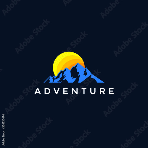 Snow mountains logo vector template
