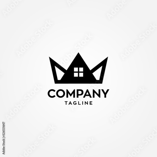 Real estate crown shape house logo template 