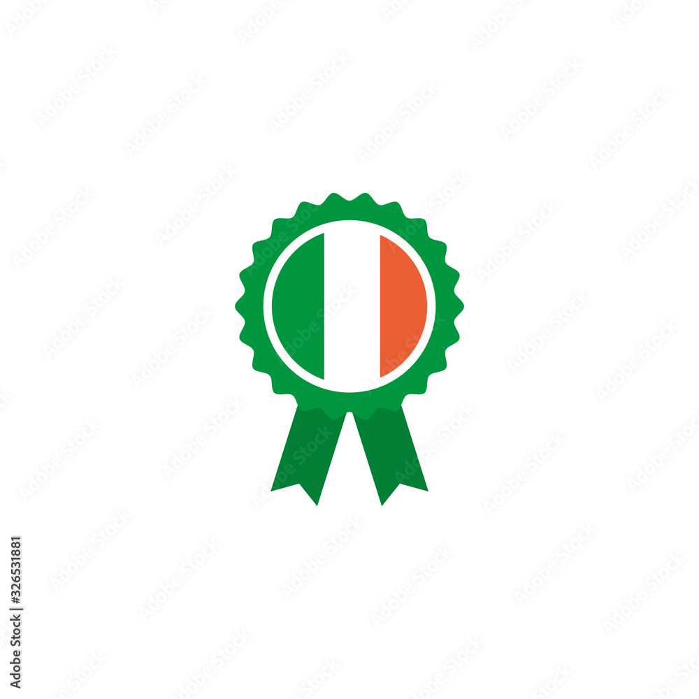 badge with green ribbon, flat style icon badge with green ribbon, flat style icon