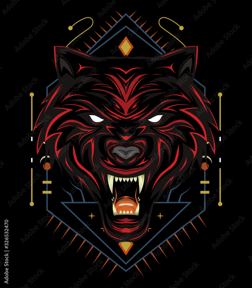 Obraz premium Red wolf logo, the wolves illustration.
