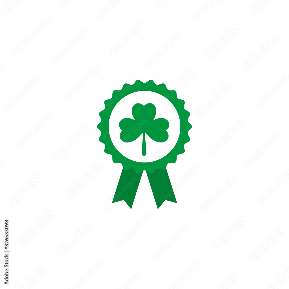 badge with green ribbon, flat style icon badge with green ribbon, flat style icon