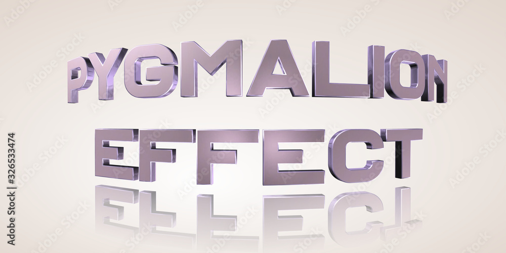 Pygmalion Effect - 3D Rendering Metal Word in Beige Background - Concept Psychological Illustration Pygmalion Effect - 3D Rendering Metal Word in Beige Background - Concept Psychological Illustration