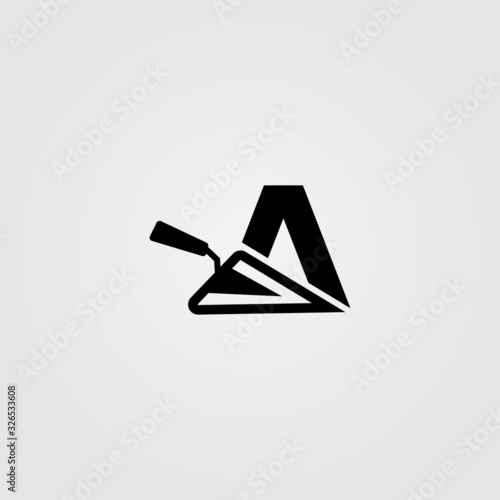 Letter A shape trowel logo vector template