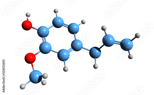 Obraz na plátne 3D image of eugenol skeletal formula - molecular chemical structure of allylguai