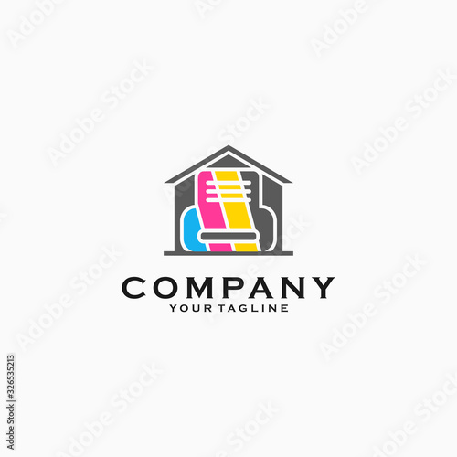 Printing house logo design, digital printing logo with CMYK color palette logo design emblem vector illustration logo template