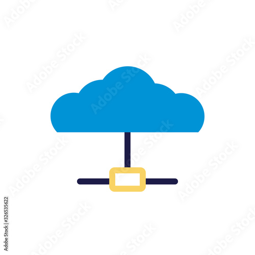 cloud computing with lines network lineal color style