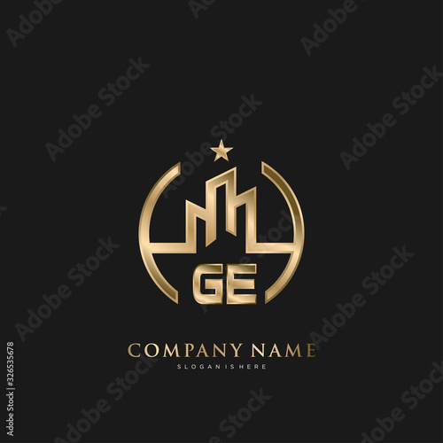GE Initial Letter Real Estate Luxury house Logo Vector for Business, Building, Architecture