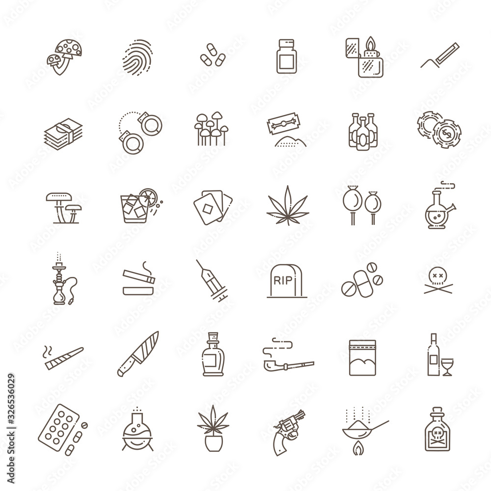 Simple Set of Drugs Related Vector Line Icons.