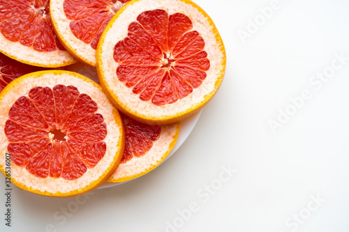 grapefruit on a white background with space for text