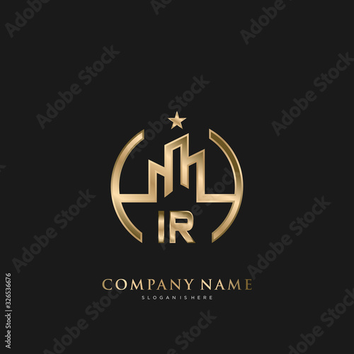 IR Initial Letter Real Estate Luxury house Logo Vector for Business, Building, Architecture