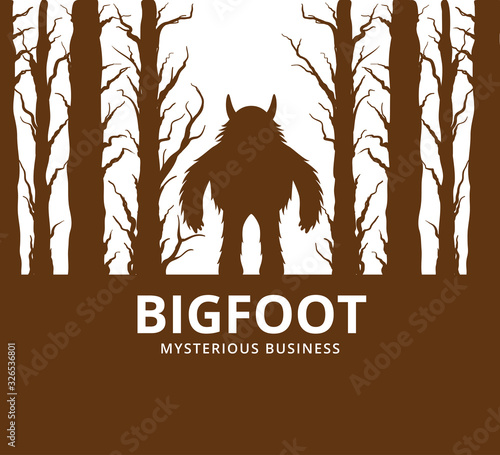 Fotografie, Obraz mysterious creature yeti in the middle of jungle vector poster design