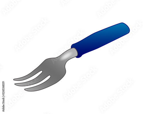 Garden tool - fork for dividing the bush. Garden landing fork - vector full color picture. Gardening in the spring.