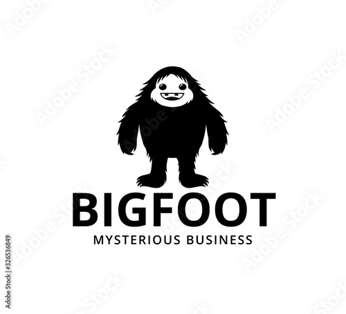 smile black hairy cute bigfoot vector logo design