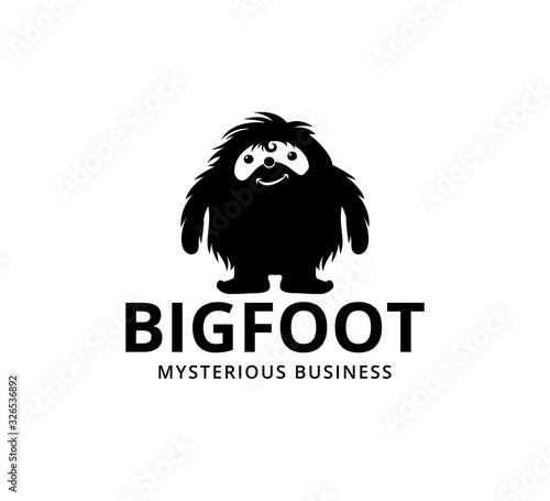 black hairy cute bigfoot vector logo design