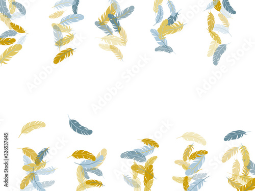 Fluffy twirled feathers on white design.