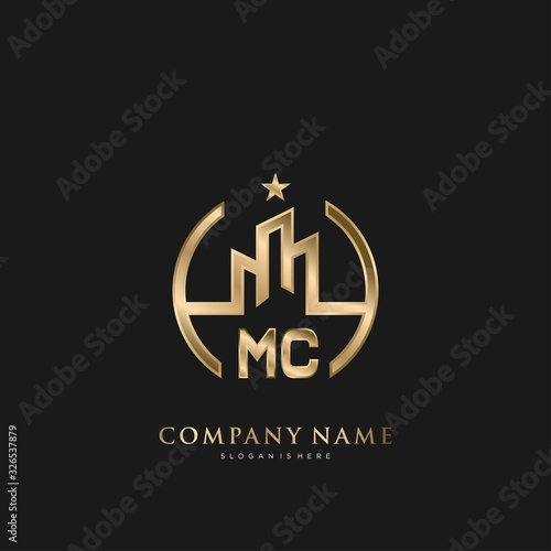 MC Initial Letter Real Estate Luxury house Logo Vector for Business, Building, Architecture