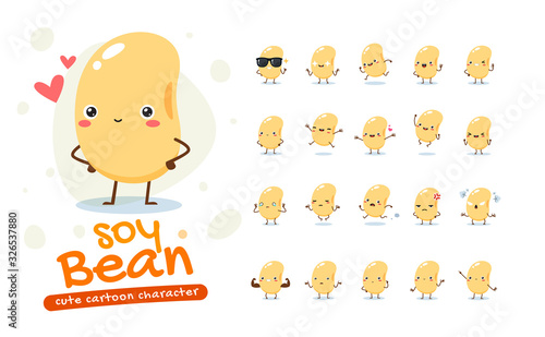 Mascot Set of the Soy Bean. Twenty Mascot poses. Isolated Vector Illustration