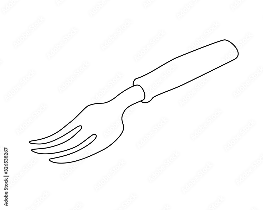 Garden tool - fork for dividing the bush. Garden landing fork - vector linear picture for coloring. Gardening in the spring. Outline. Garden tool - fork for dividing the bush. Garden landing fork - vector linear picture for coloring. Gardening in the spring. Outline.