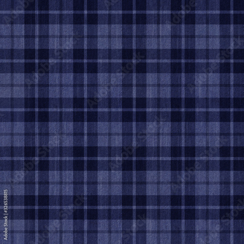seamless pattern background of blue plaid fabric texture, can be tiled