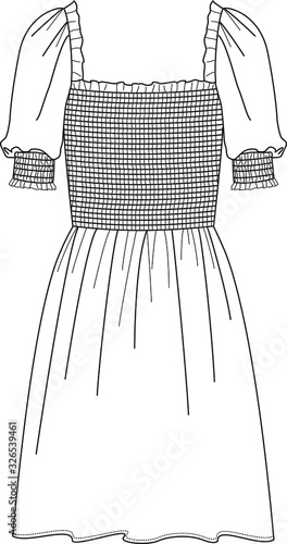 DRESS, Fashion Flat Sketches, dress Template
