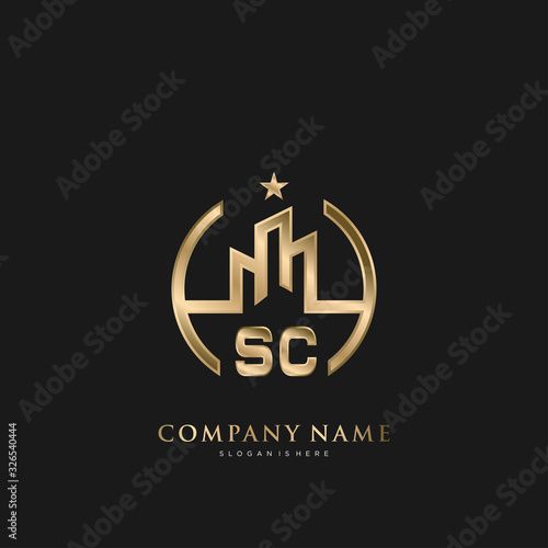 Initial Letter SC Real Estate Luxury house Logo Vector for Business, Building, Architecture