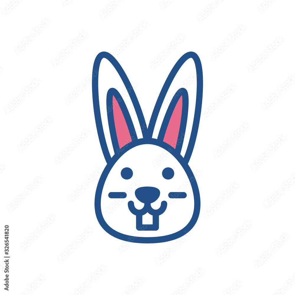cute rabbit head icon, colorful and line style design cute rabbit head icon, colorful and line style design