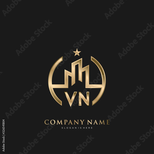 Initial Letter VN  Real Estate Luxury house Logo Vector for Business, Building, Architecture photo