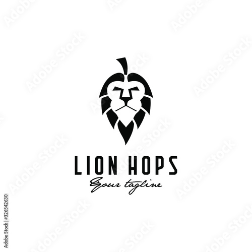 lion hop abstract vector logo design