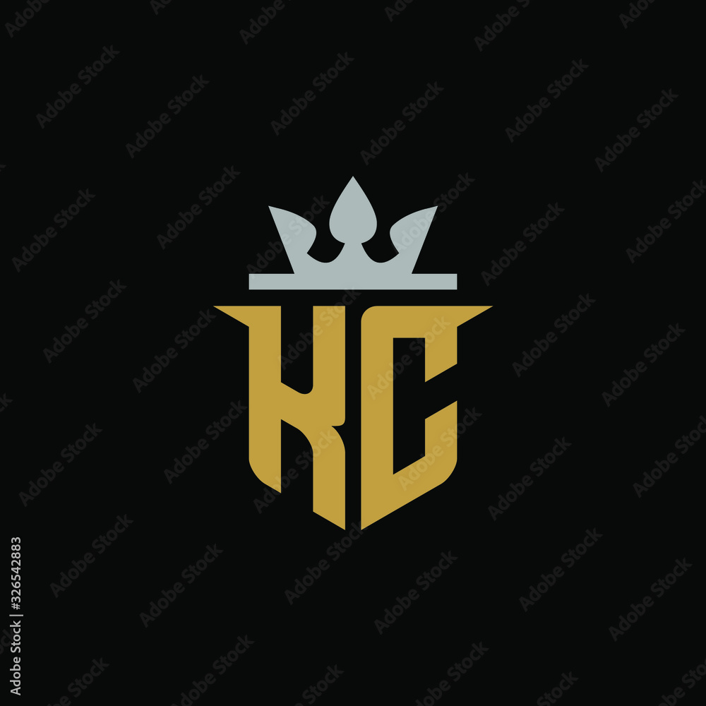 Initial Letter KC with Shield King Logo Design Initial Letter KC with Shield King Logo Design