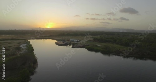 Aerial view of a sunset over the Higuerote Canals, in Venezuela photo