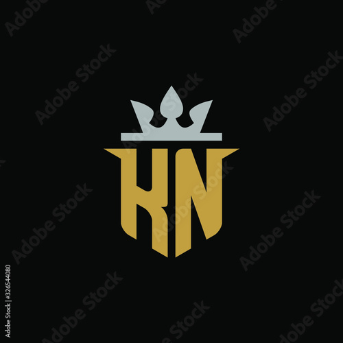 Initial Letter KN with Shield King Logo Design