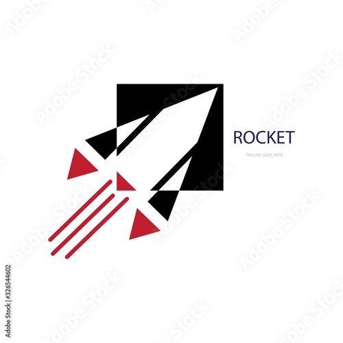 flat rocket logo vector