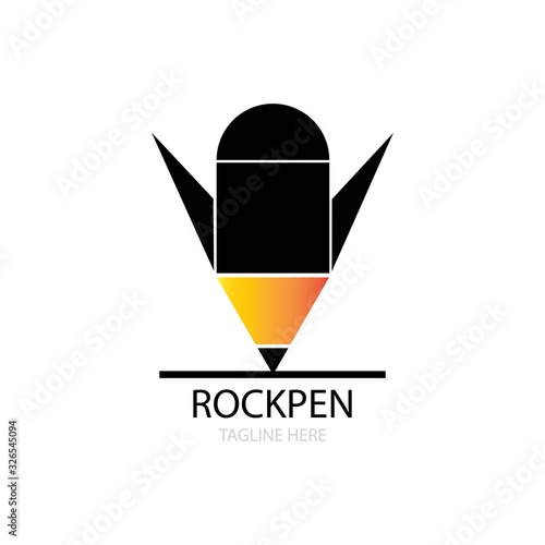 rocket pencil logo vector