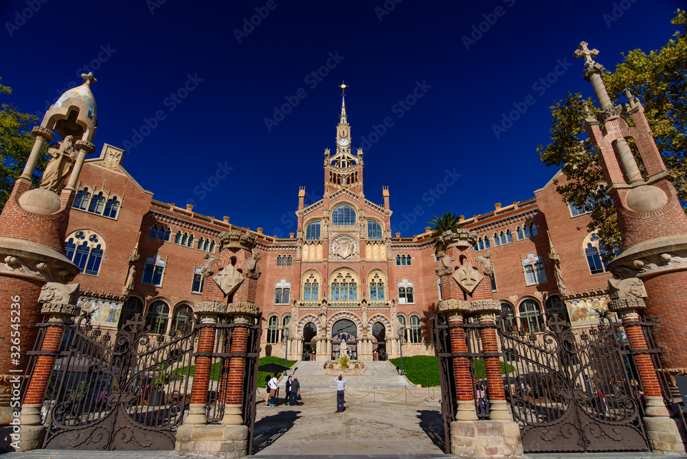 Hospital of the Holy Cross and Saint Paul (Hospital de la Santa Creu i Sant Pau) by Domènech, a UNESCO World Heritage Site in Barcelona, Spain