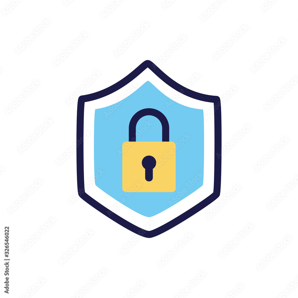 shield with padlock lineal color style shield with padlock lineal color style