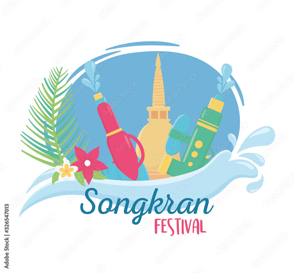 songkran festival plastic water guns splashes flowers thai songkran festival plastic water guns splashes flowers thai