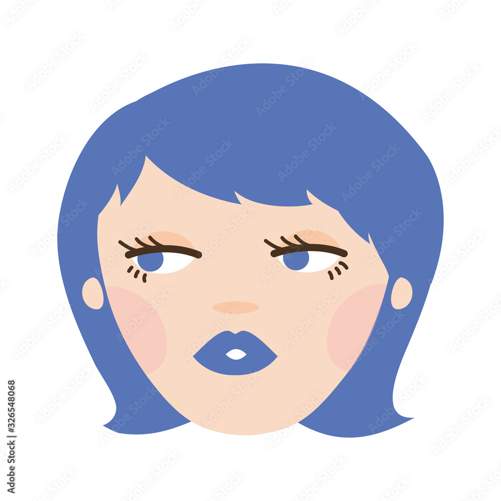 young woman with purple hair avatar character young woman with purple hair avatar character