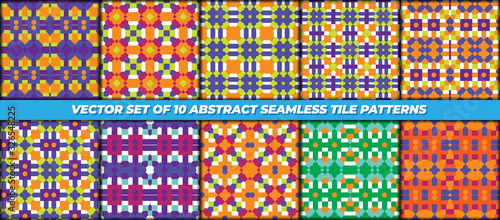 ornamental seamless pattern set. Vector abstract background. Texture for kitchen wallpaper or bathroom flooring.