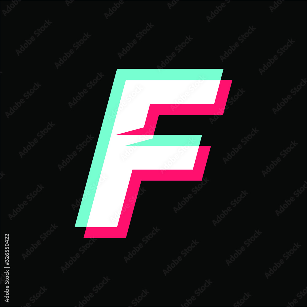 letter with 3d glitched effects. tiktok style letter letter with 3d glitched effects. tiktok style letter