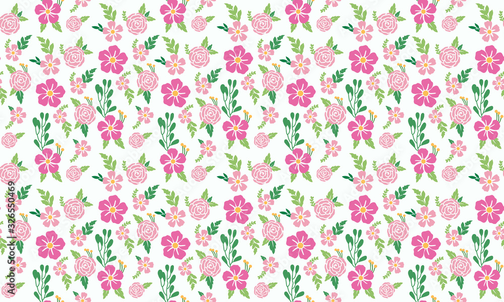 Modern wallpaper for spring, with seamless leaf and flower pattern background design. Modern wallpaper for spring, with seamless leaf and flower pattern background design.