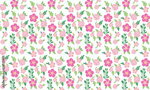 Modern wallpaper for spring, with seamless leaf and flower pattern background design.