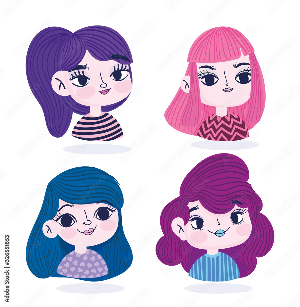 cute girls portrait cartoon character cute girls portrait cartoon character